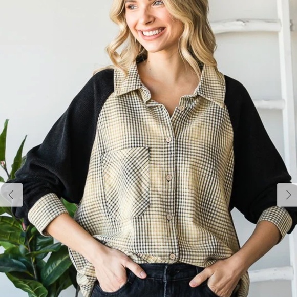 Oli & Hali Tops - OLI & HALI RAGLAN BUTTON UP SHIRT